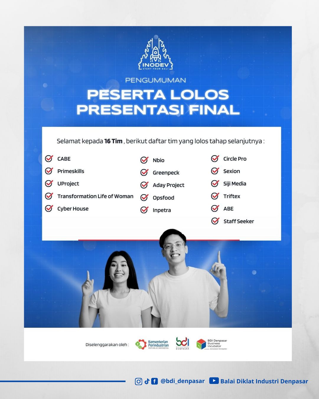 Pengumuman Peserta Lolos Persentasi Final