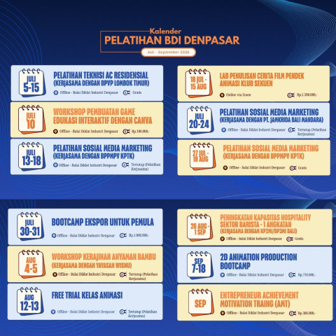 Kalender Event BDI Denpasar Untuk Periode Juli-September 2026