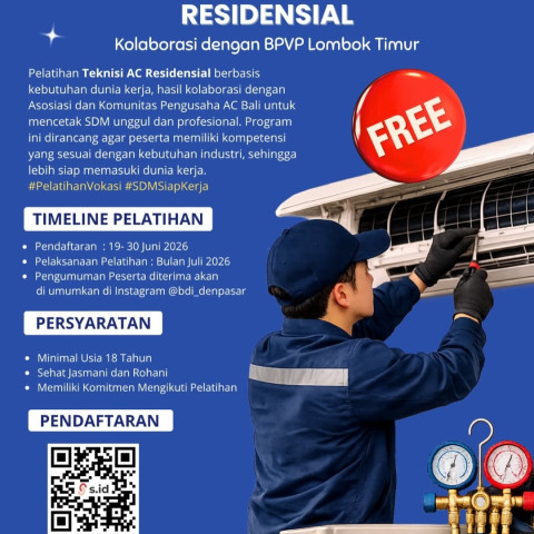 PELATIHAN TEKNISI AC RESIDENSIAL GRATIS!